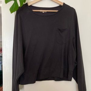 Madewell size large charcoal black soft lightweight cropped long sleeve shirt